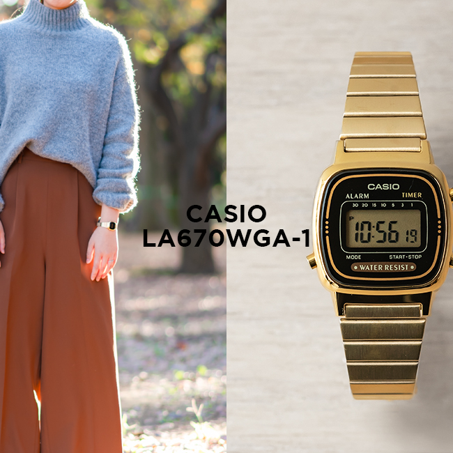 楽天市場 10年保証 Casio Standard カシオ スタンダード La670wga 1 腕時計 時計 ブランド レディース キッズ 子供 女の子 チープカシオ チプカシ デジタル 日付 カレンダー ゴールド 金 ブラック 黒 ギフト プレゼント つきのとけいてん