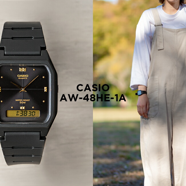 楽天市場 10年保証 日本未発売 Casio カシオ スタンダード Aw 48he 1a 腕時計 メンズ レディース キッズ 子供 男の子 女の子 チープカシオ チプカシ アナデジ 日付 ブラック 黒 海外モデル つきのとけいてん