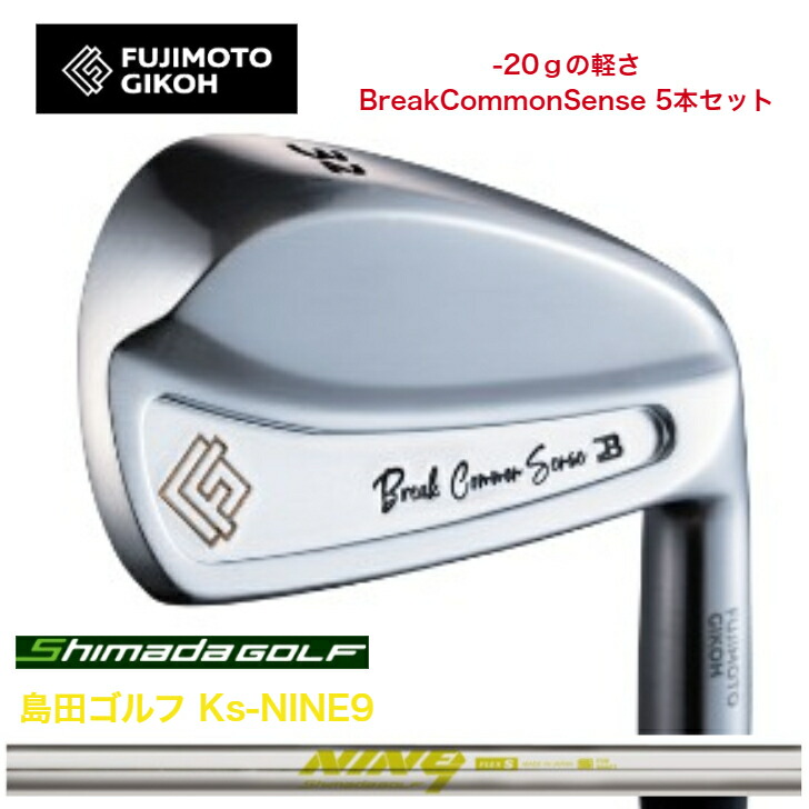【カスタム】 藤本技術者 fujimtogikoh BreakCommonSense  アイアン 5本仕掛ける（28度－45度） 島田ゴルフ KsNINE9