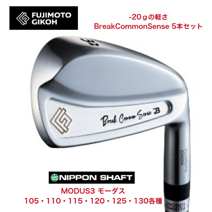 【カスタム】 藤本技術者 fujimtogikoh BreakCommonSense アイアン 5本仕掛ける（28度－45度）日本立て坑 MODUS3 モーダス 105/110/115/120/125/130各種