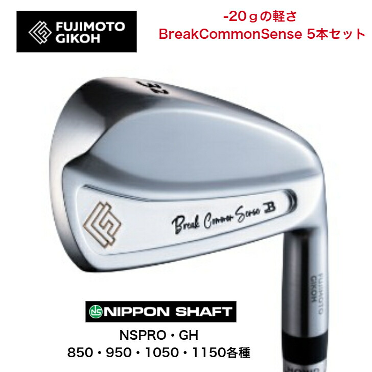 【カスタム】 藤本技術者 fujimtogikoh BreakCommonSense アイアン 5本仕掛ける（28度－45度）日本立て坑 NSPRO・GH 850/950/1050/1150各種