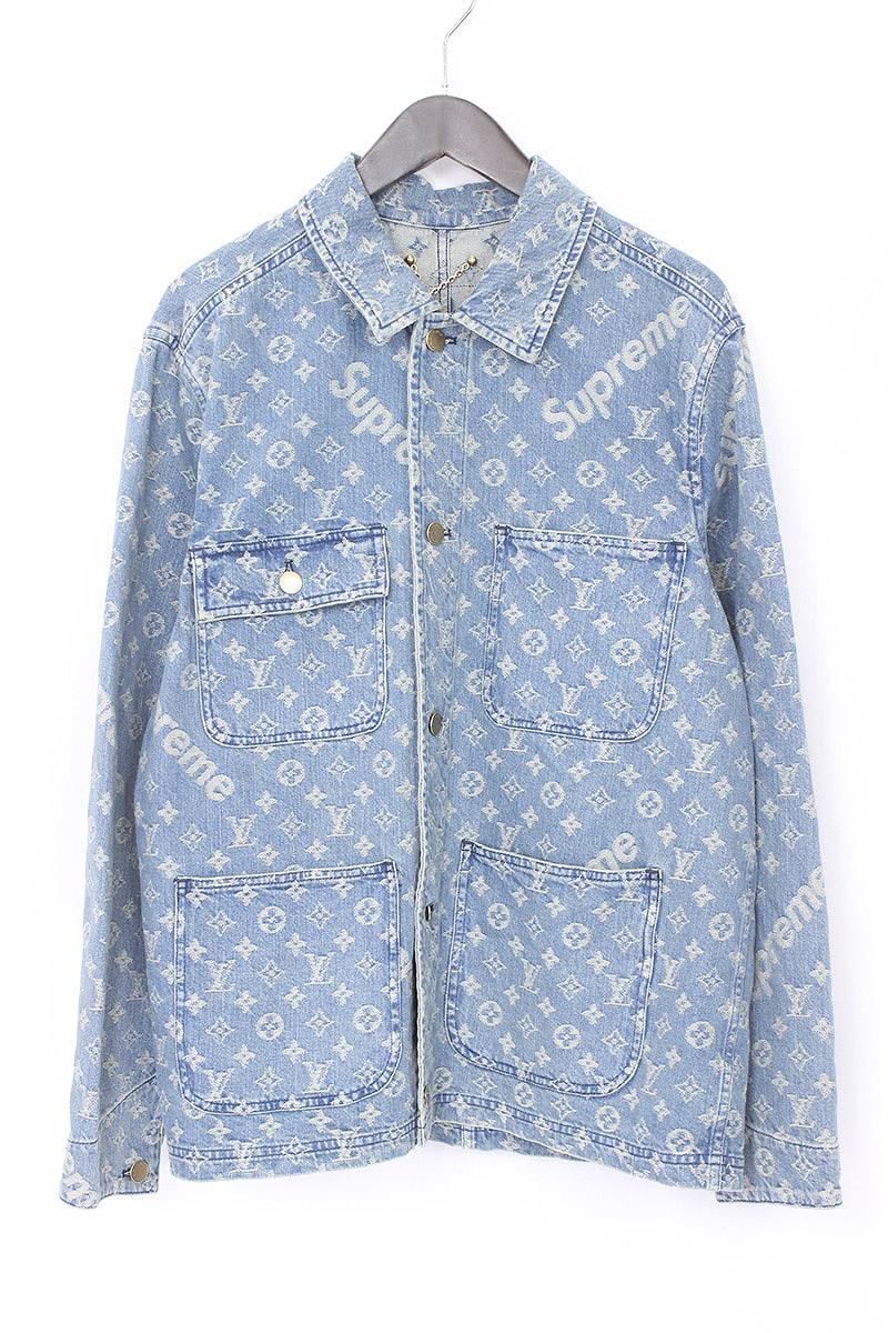 supreme x louis vuitton jacquard denim chore coat blue