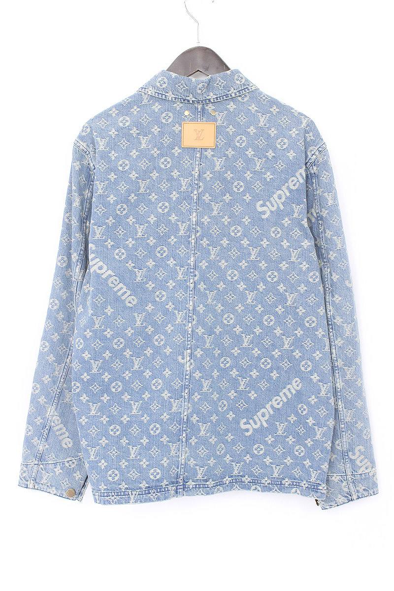 supreme x louis vuitton jacquard denim chore coat blue