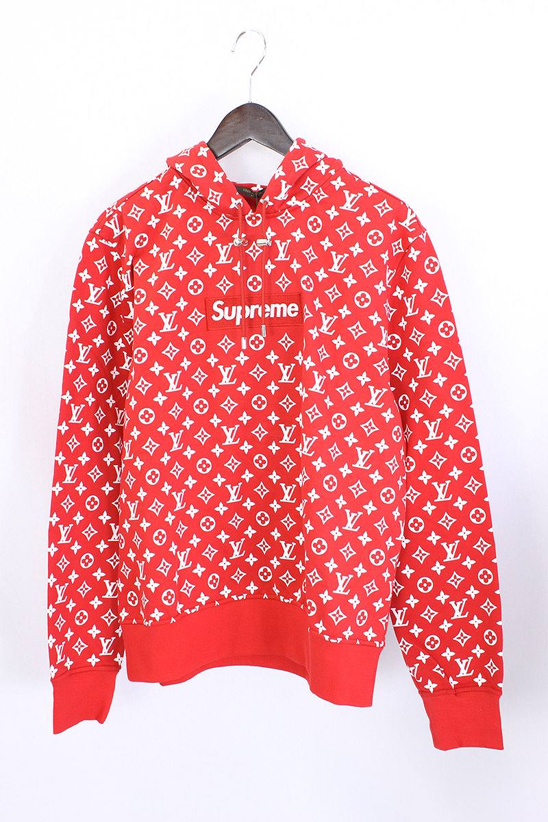 louis vuitton x supreme red hoodie