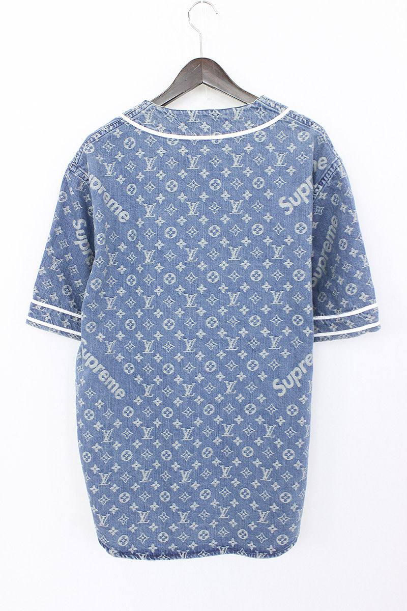 RINKAN: シュプリーム /SUPREME X Louis Vuitton X LOUIS VUITTON denim baseball shirt (XXL/ indigo) bb14# ...