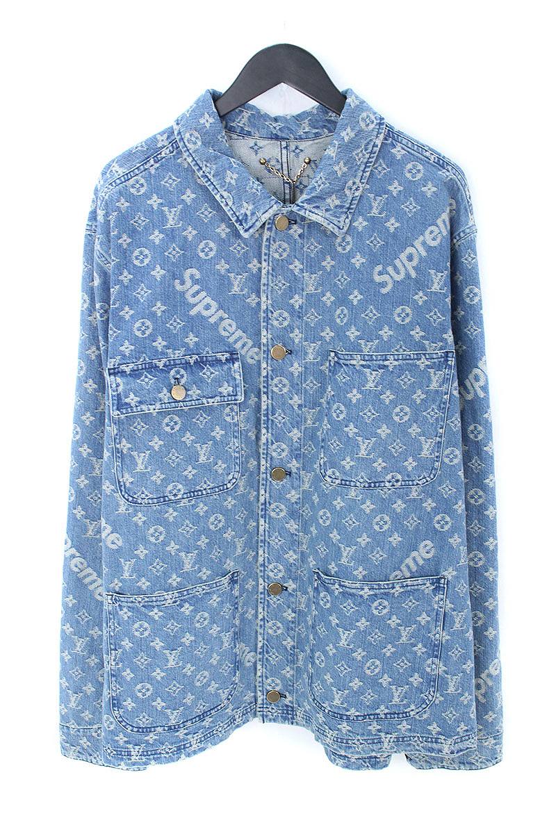 Supreme x Louis Vuitton Jacquard Denim Chore Coat Blue