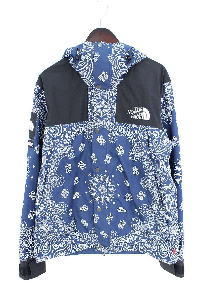 supreme x north face blue bandana jacket