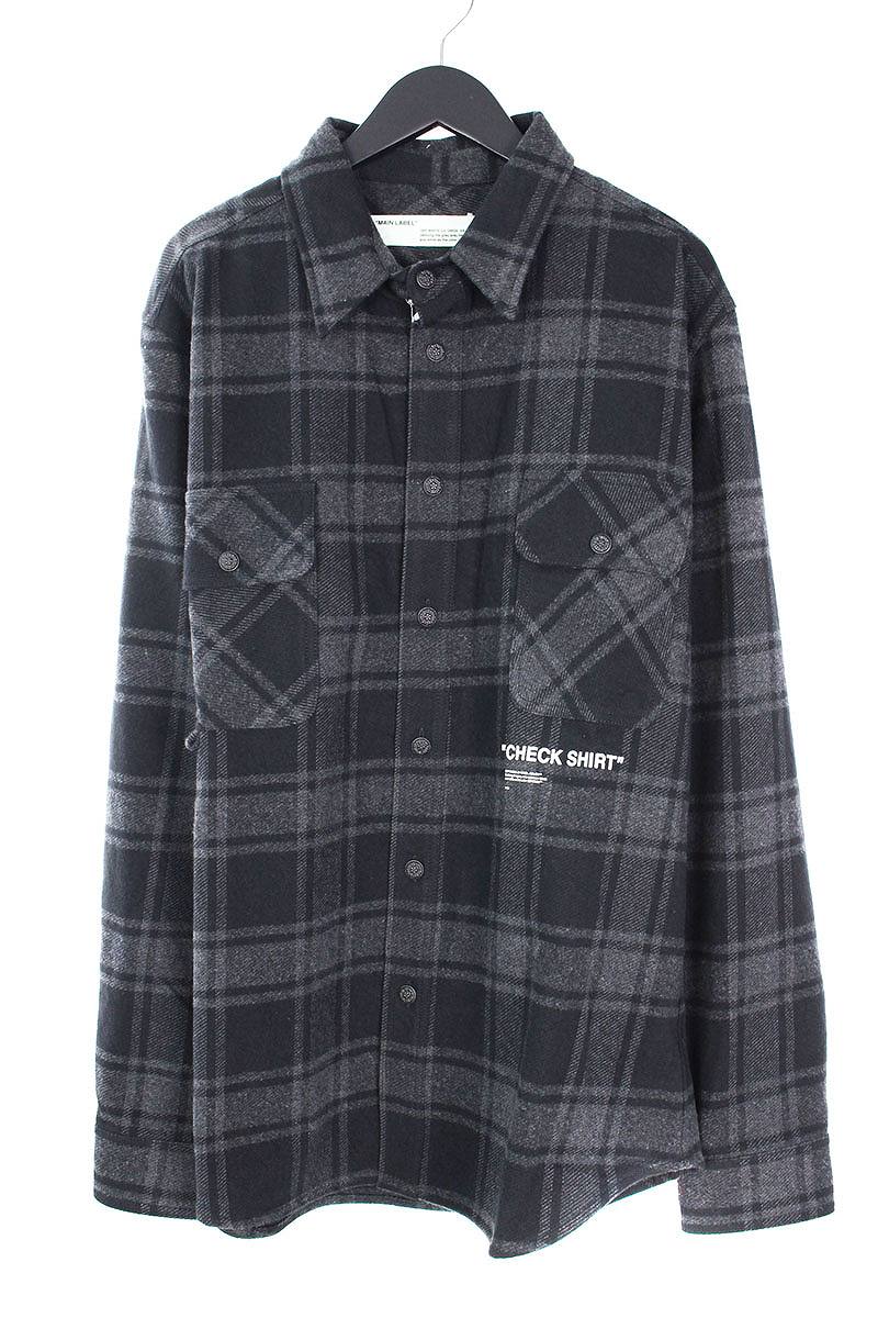 オフホワイト ヴィトン Off White シャネル 18aw Quote Flannel オフホワイト Shirt オーバーサイズフランネル チェックシャツ Xl ブラック グレー Sb01 メンズ 新古品 Rinkan N Rinkan