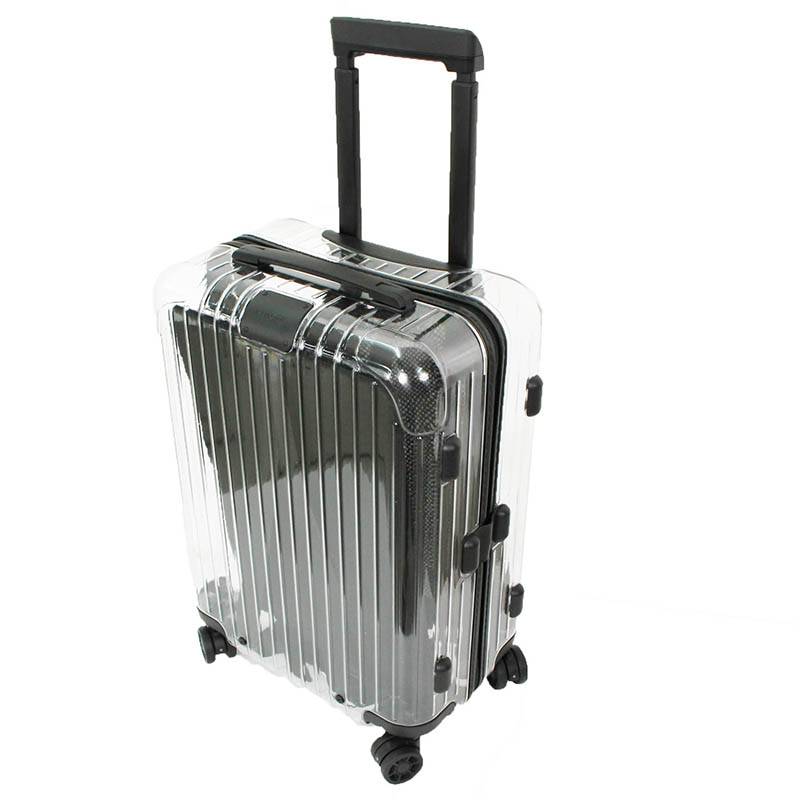 off white clear luggage