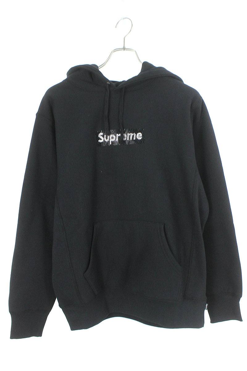 supreme swarovski box logo hooded sweatshirt black