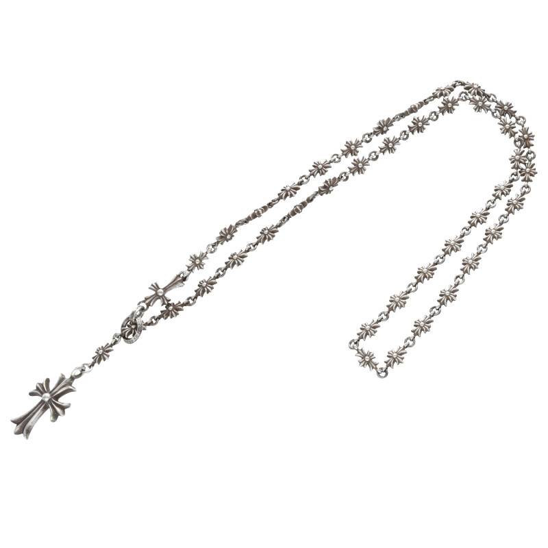 楽天市場 クロムハーツ Chrome Hearts Chke Chn Tnye W Ch Crs チョークチェーン ロザリオ シルバーネックレス シルバー 43 90g Fk04 小物 中古 81 Rinkan B Rinkan