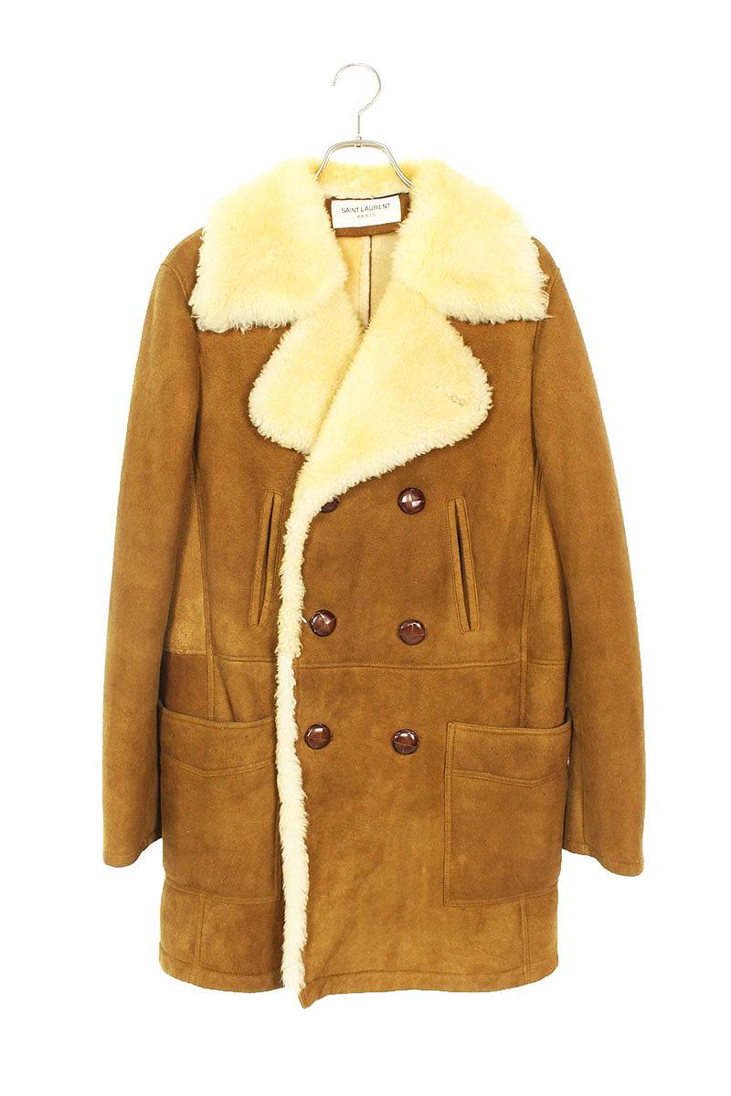 楽天市場 サンローランパリ Saint Laurent Paris Y7on1 ダブルブレストムートンコート 48 ブラウン調 Sb01 メンズ 中古 14 Rinkan A Rinkan