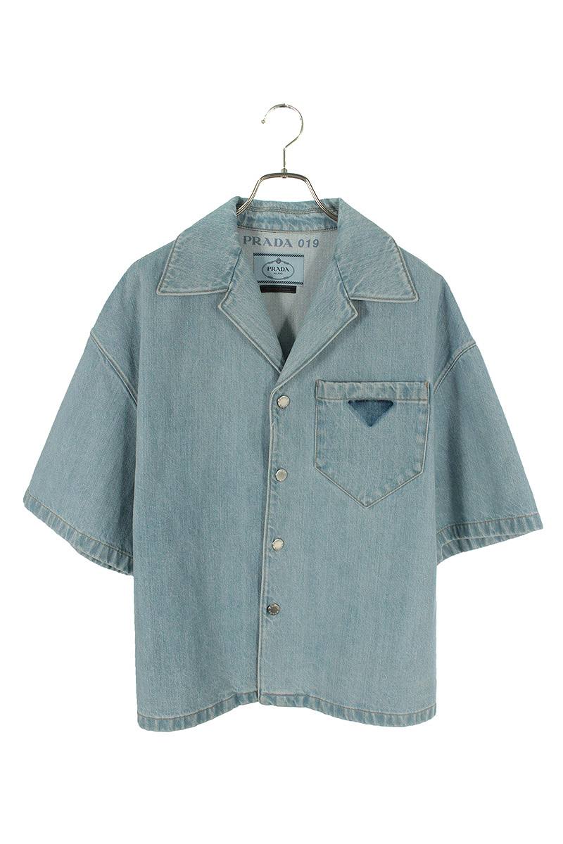 楽天市場 プラダ Prada 19ss プレートデザインデニム半袖シャツ インディゴ Sb01 メンズ 中古 187 Rinkan B Rinkan