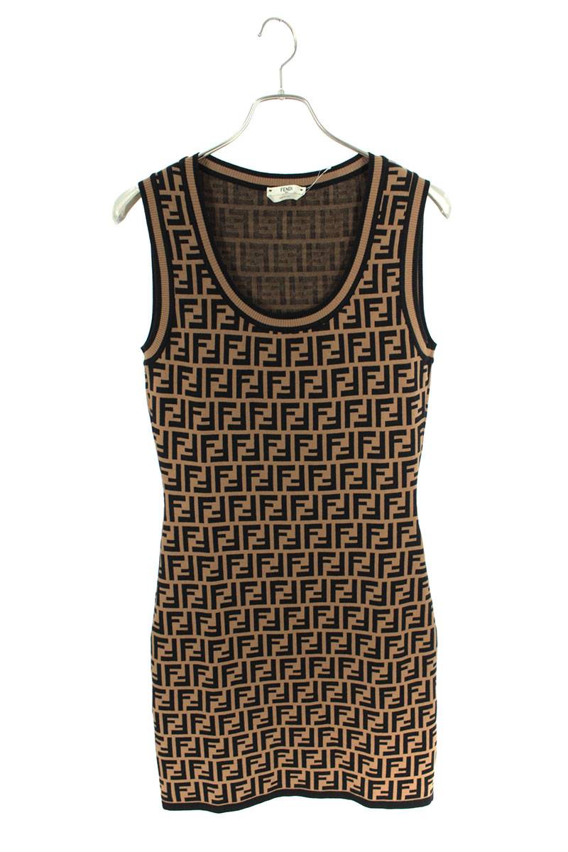 楽天市場 フェンディ Fendi サイズ 40 ズッカ柄ノースリーブニットワンピース ブラウン調 Bs99 レディース 中古 14 Rinkan A Rinkan