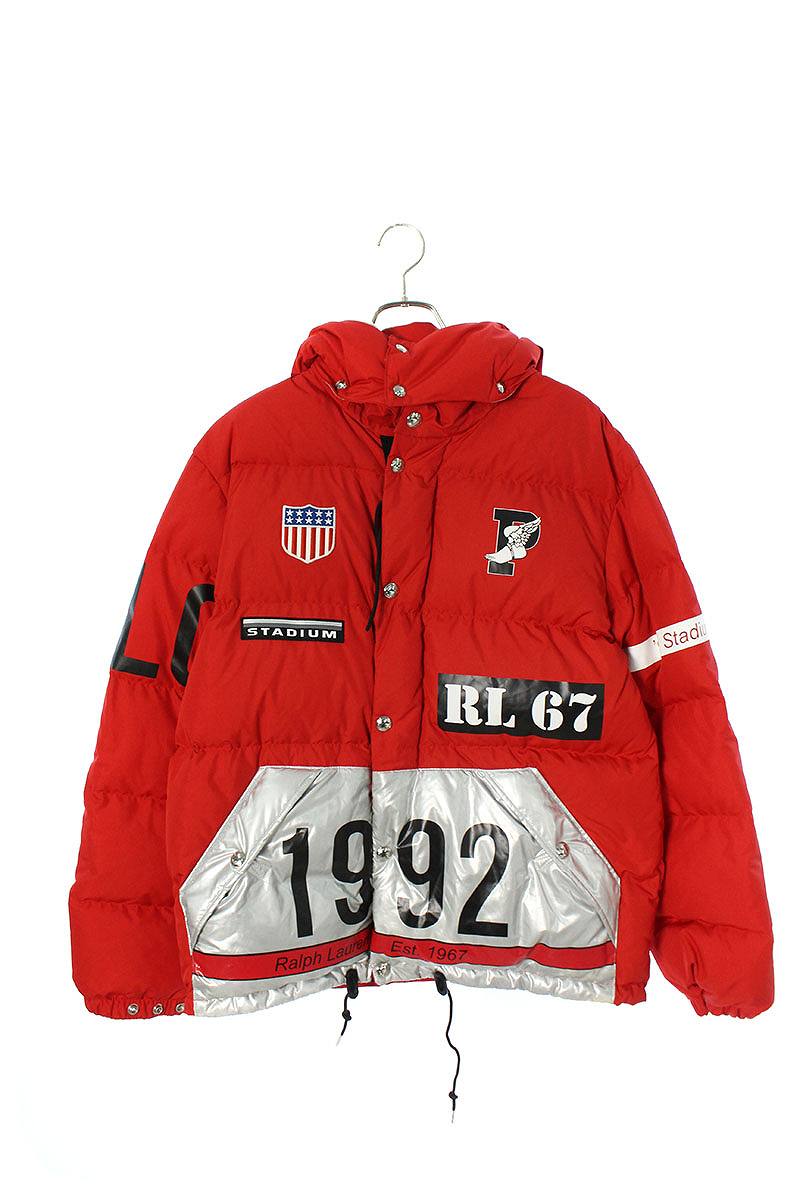 楽天市場 ポロラルフローレン Polo Ralph Lauren サイズ M Stadium Collection 復刻ロゴプリントジップアップダウン ジャケット レッド シルバー Bs99 メンズ 中古 187 Rinkan B Rinkan