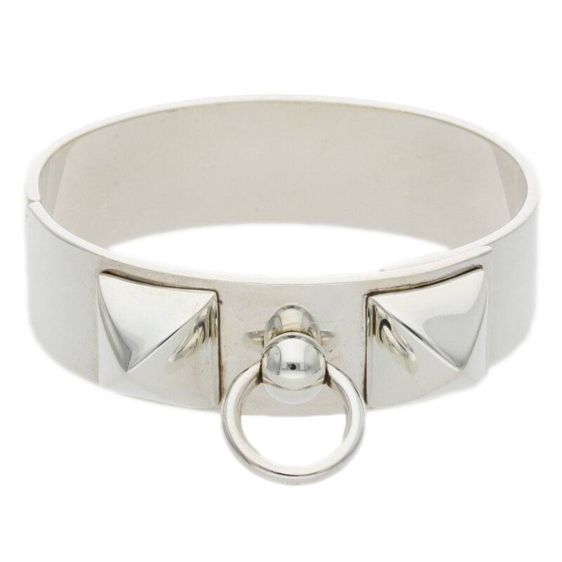 エルメス HERMES 大きさ:SH  Collier de Chien MM コリエドシアンMMシルバーバングルブレスレット(しろがね色 71.52g)【716032】【BS55】【小物】【中古】bb297#rinkan*C