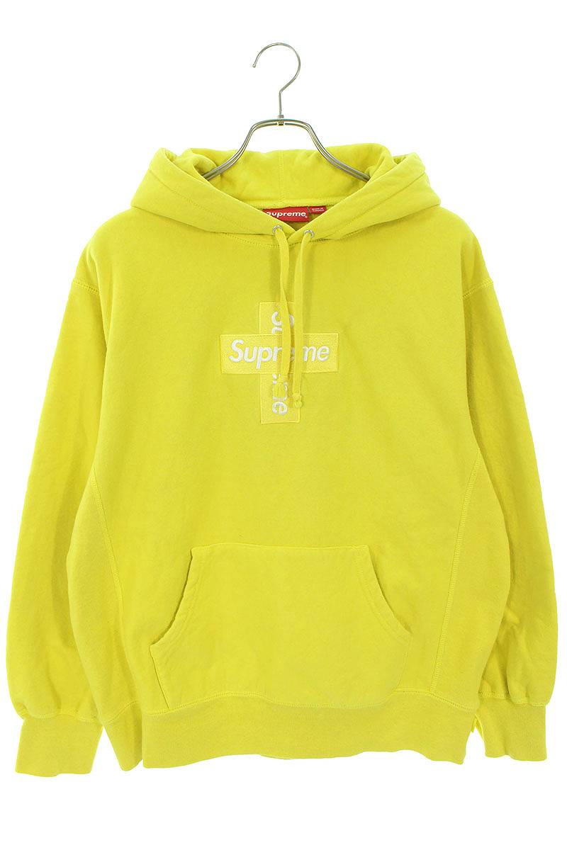 シュプリーム SUPREME　 サイズ:M 20AW Cross Box Logo Hooded Sweatshirt クロスボックスロゴフーデッドスウェットシャツパーカー(イエロー)【709032】【OM10】【メンズ】【中古】bb295#rinkan*B