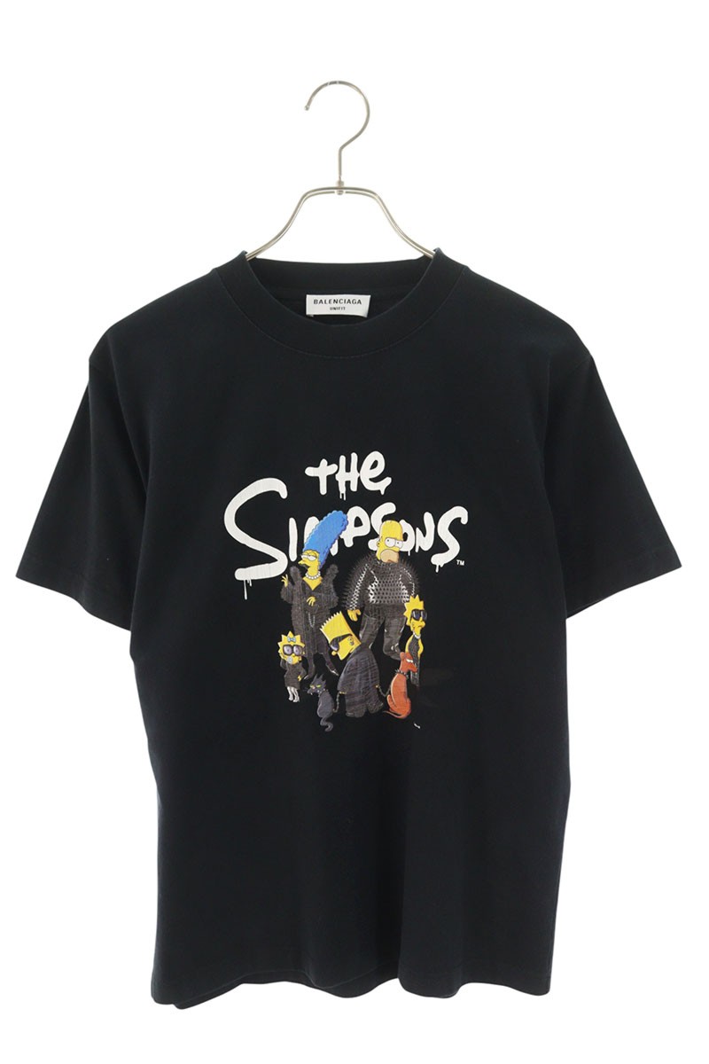 バレンシアガ BALENCIAGA　 サイズ:S 22SS 670943 TLVG7 ヴィンテージ加工キャラクタープリントTシャツ(ブラック)【313062】【BS55】【メンズ】【レディース】【中古】bb127#rinkan*B
