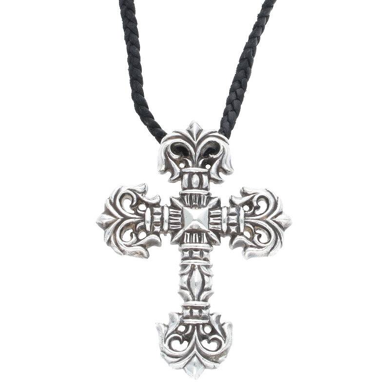 【楽天市場】クロムハーツ Chrome Hearts FILIG CROSS-SM LB フィリグリークロスS wレザーブレイド シルバーネックレス(ブラック×シルバー  総重量81.47g)【302042】【SJ02】【小物】【中古】bb359#rinkan*B : RINKAN