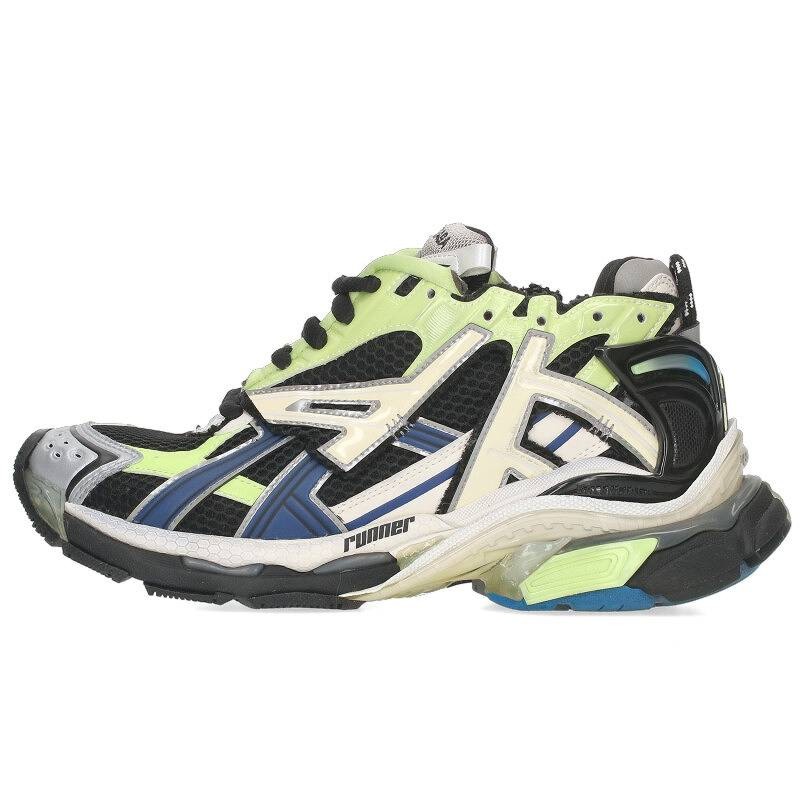 バレンシアガ BALENCIAGA 大きさ:40  RUNNER 伝令スニーカー(しろがね色×緑であること×米国海軍)【416042】【BS55】【メンズ】【小物】【中古】bb382#rinkan*B