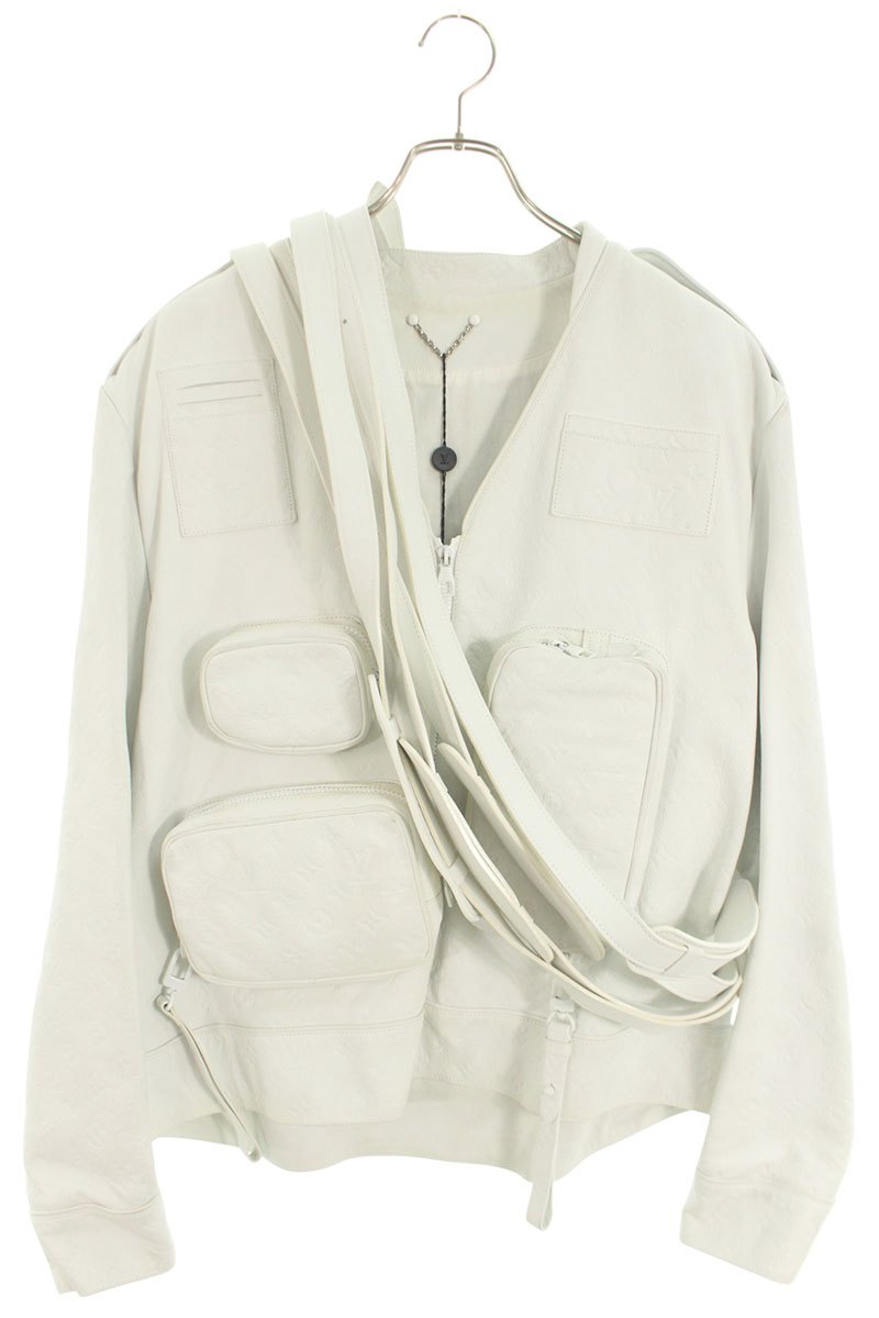 ルイヴィトン LOUISVUITTON 大きさ:54  19AW  HHL87ETA0 モノグラムアドミラルレザージャケット(白いこと)【102062】【BS99】【メンズ】【中古】bb51#rinkan*B