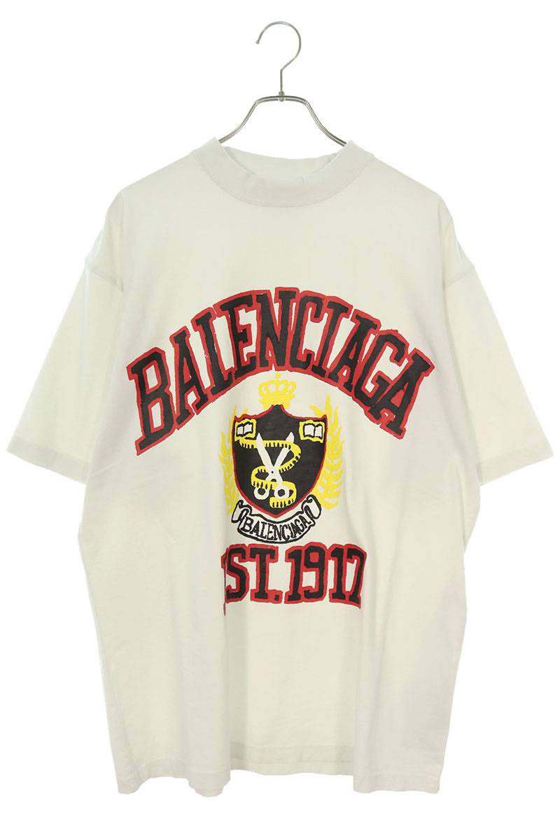 BALENCIAGA バレンシアガ クラッシュダスト加工ワッペン Tシャツ バレンシアガ BALENCIAGA クラッシュダスト加工ワッペン半袖T