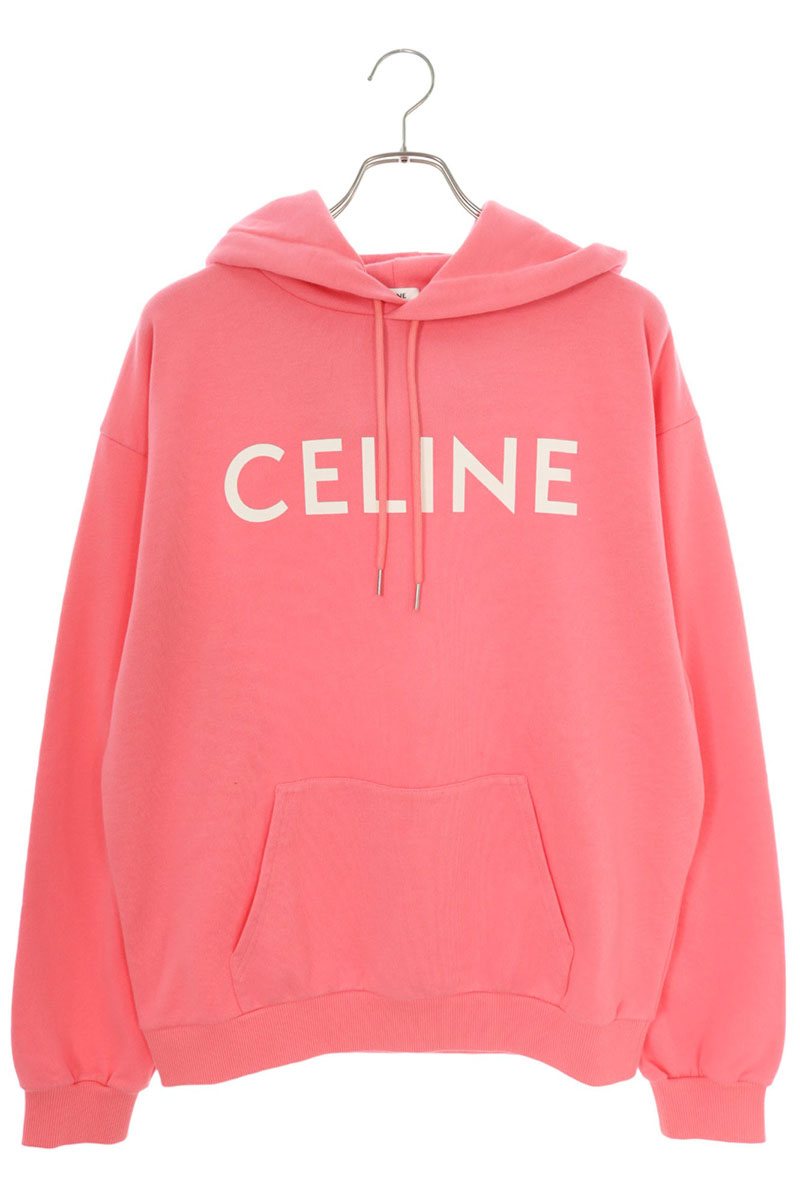 【CELINE】 緑×ピンク バイカラー オーバーサイズ フーディ/パーカー CELINE】 緑×ピンク バイカラー オーバーサイズ フーディ