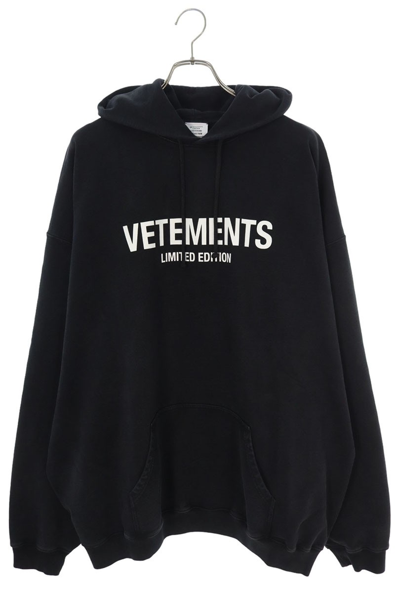 ヴェトモン VETEMENTS　サイズ:M 24AW UA65HD250L リミテッドエディションロゴパーカー(ブラック&times;ホワイト)【728042】【BS55】【メンズ】【新古品】bb78#rinkan*N｜RINKAN