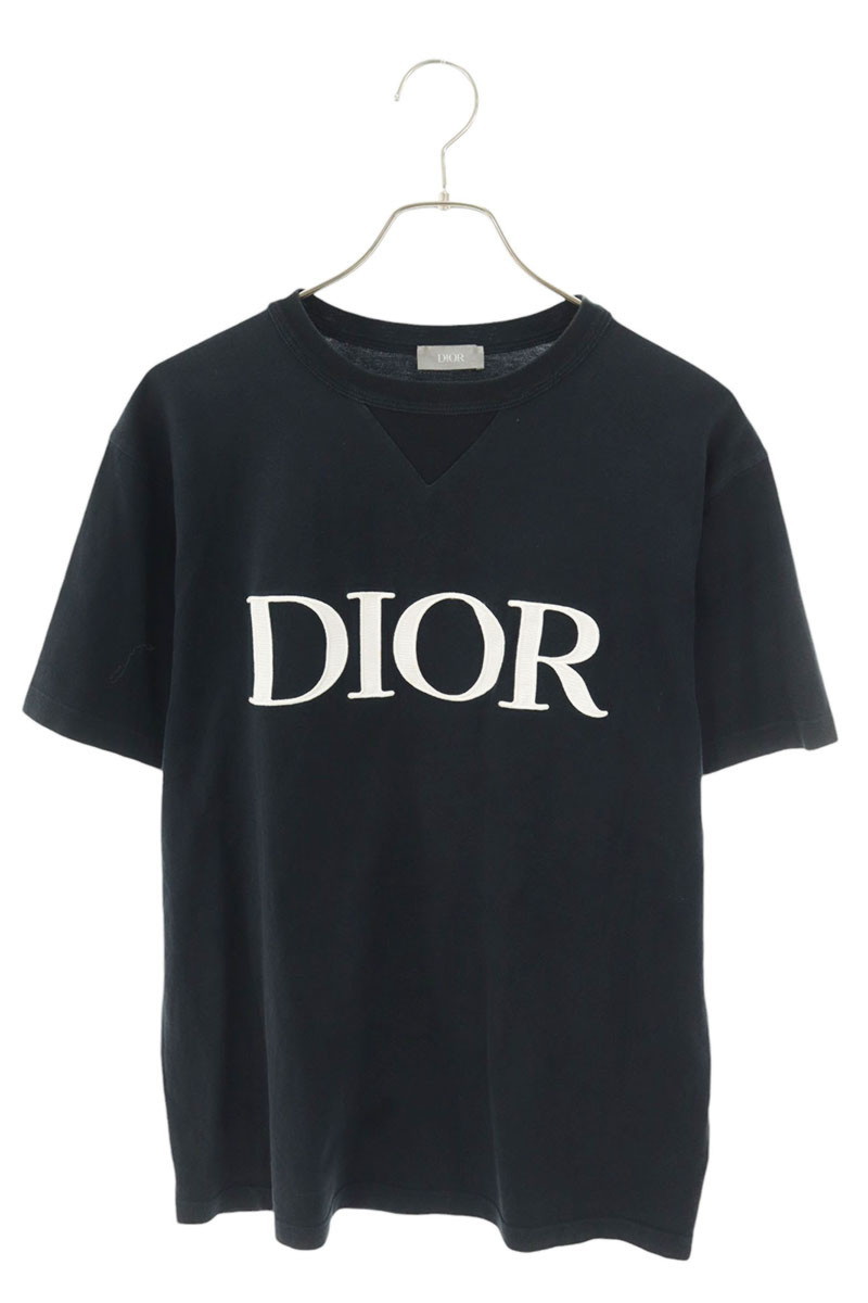 ディオール Dior☆Tシャツ ロゴ 刺繍 クルーネック リブ編み 綿 ディオール Dior☆Tシャツ ロゴ 刺繍 クルーネック リブ編み 綿