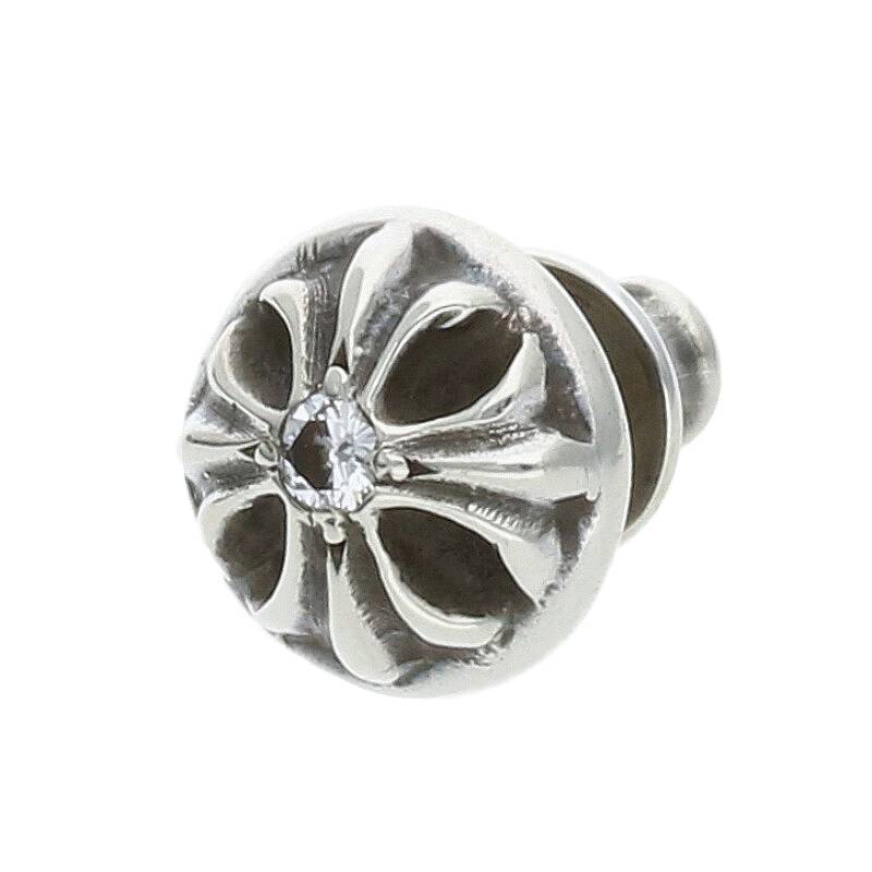 クロムハーツ Chrome Hearts   STUD CRSBLL DIA クロスボールスタッド アフター1金剛石 しろがね色ピアス(しろがね色×せつ然たる 1.23g)【720142】【GZ11】【小物】【中古】bb389#rinkan*B