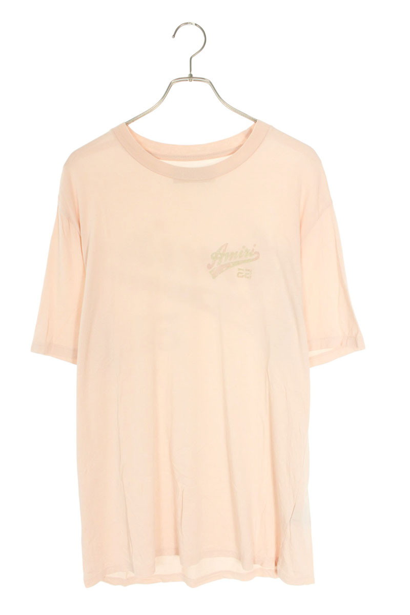 アミリ AMIRI 大いさ:M  SRSS23MJG005SMRSCJ3 ベースボールフロッキーロゴプリントティーシャツ(サクラ色)【213062】【OM10】【メンズ】【中古】bb310#rinkan*B トップス-Tシャツ・カットソー