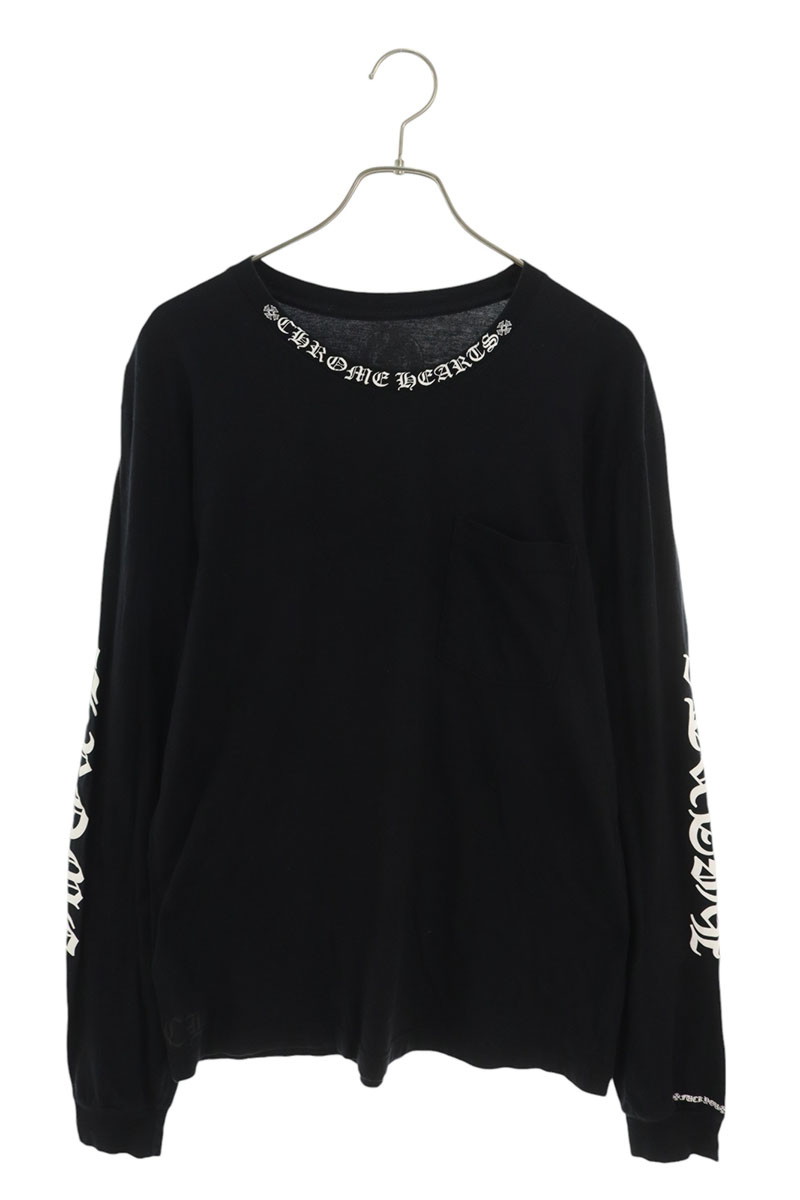 CHROMEHERARTSクロムハーツ★ネックロゴロングスリーブBランク クロムハーツ USA フラッグ ロゴ ロング スリーブ T シャツ
