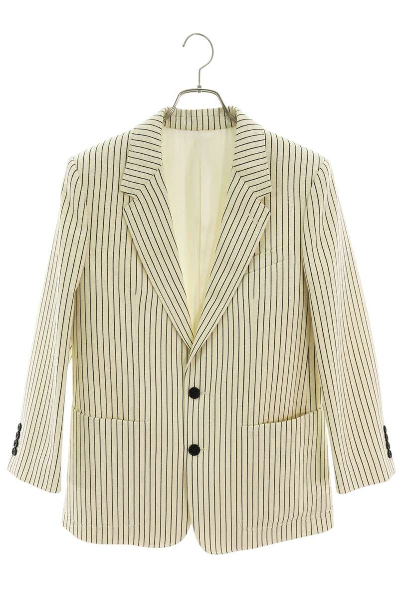 CELINE 20SS ダブルブレスト ストライプジャケット 46 CELINE◇ダブルブレス ストライプ ウールジャケット 濃いグレー