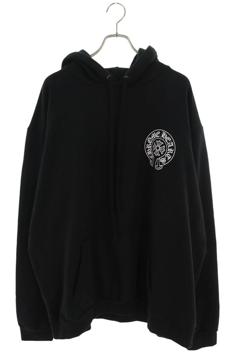 在庫少★送料無料♪【CHROME HEARTS】ホノルル限定 パーカー クロムハーツ ホースシュー パーカー コットン ブラック XL