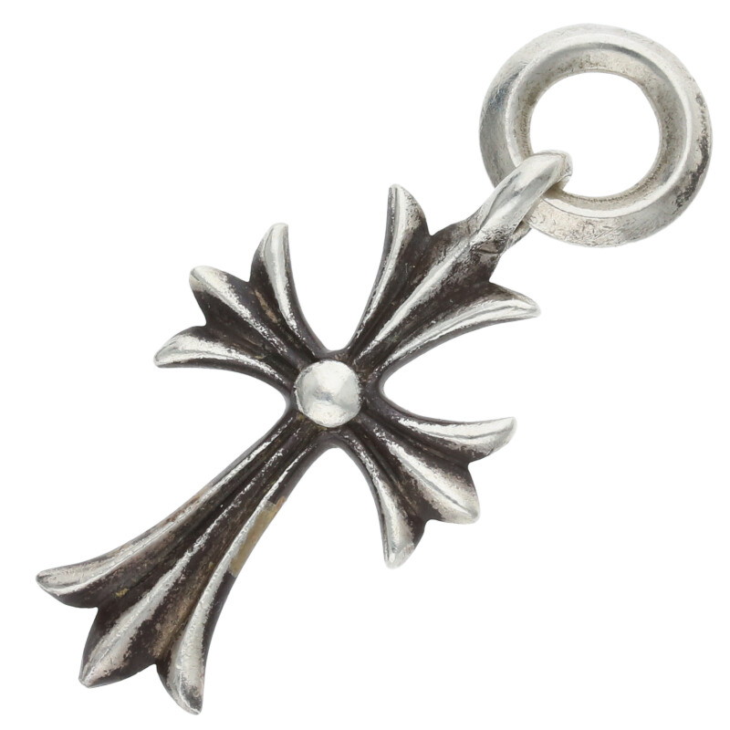 クロムハーツ Chrome Hearts　 TINY CH CROSS タイニーCHクロス チャーム シルバーネックレストップ(シルバー 3.42g)【021142】【SJ02】【小物】【中古】bb310#rinkan*B