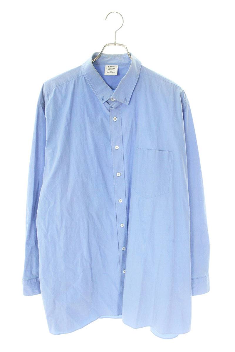 VETEMENTS ストライプ 長袖シャツ　ブルー vetements ストライプシャツ ブルー Mサイズ - メルカリ