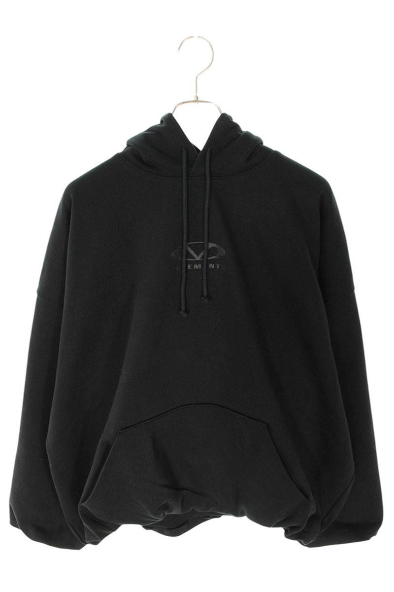 ヴェトモン VETEMENTS　 サイズ:XS 25SS UA66HD600BB オーバルロゴクロップドパーカー(ブラック)【912142】【SB01】【メンズ】【新古品】bb78#rinkan*N