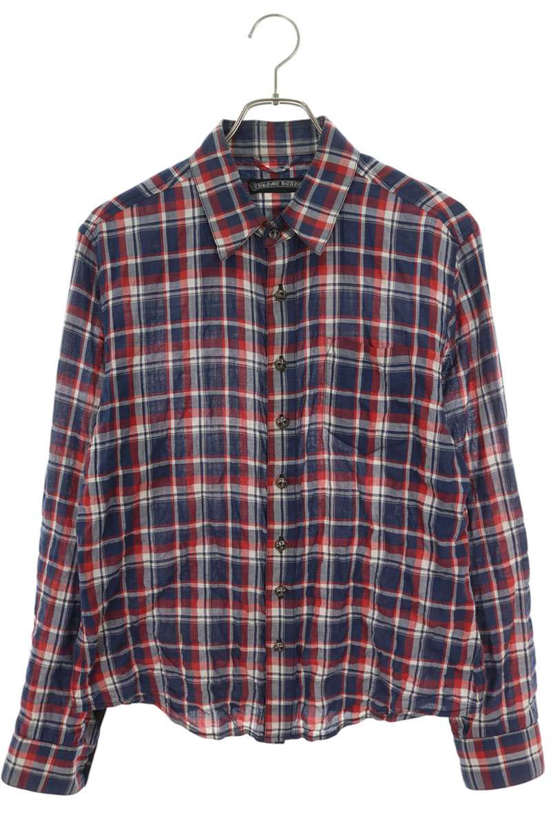 クロムハーツ サイズ:M  WORK DOG クロスボールボタンチェック長袖シャツ 中古 SJ02 楽天市場】クロムハーツ Chrome Hearts サイズ:M WORK DOG クロス