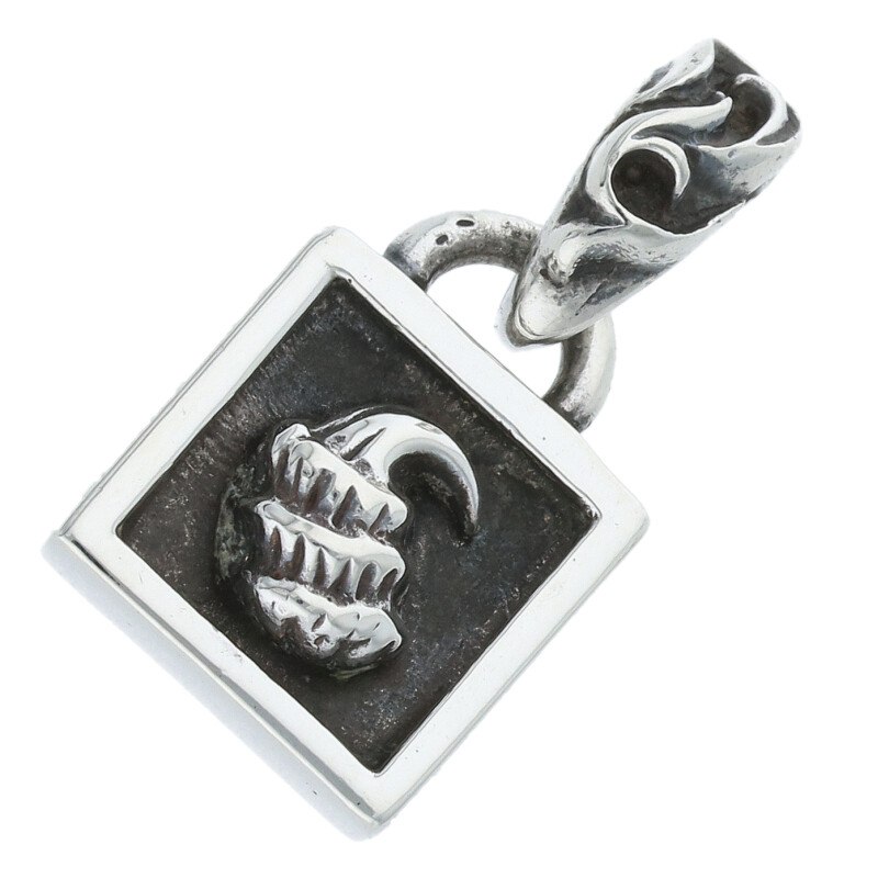 クロムハーツ Chrome Hearts　 FRAMED CROW フレームドクロウ チャーム シルバーネックレストップ(シルバー 4.97g)【111052】【SS07】【小物】【中古】bb169#rinkan*B