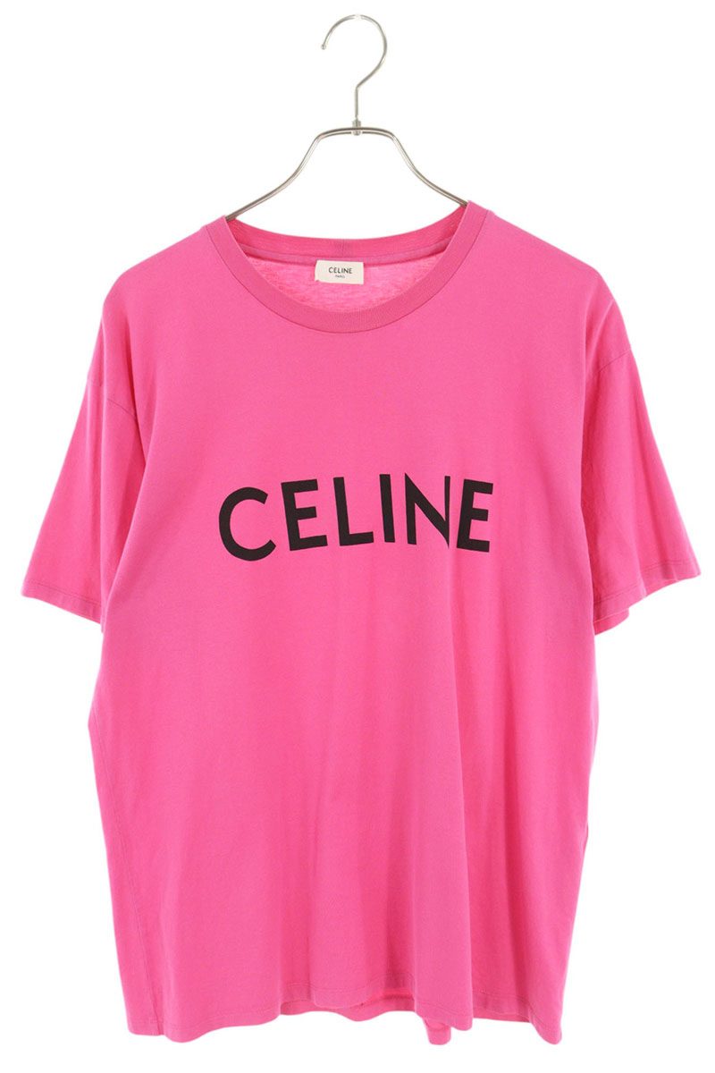 【 CELINE 】 ロゴ プリント ルーズフィット Tシャツ ピンク ロゴプリントルーズフィットTシャツ | CELINE