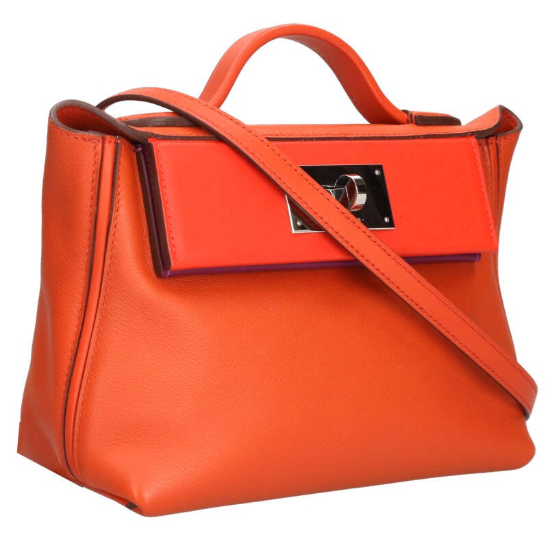 エルメス HERMES   ヴァンキャトル ミニ Z目じるし SV金具ショルダーバッグ(オレンジ色×パープル×しろがね色)【902052】【GZ14】【小物】【中古】bb443#rinkan*S