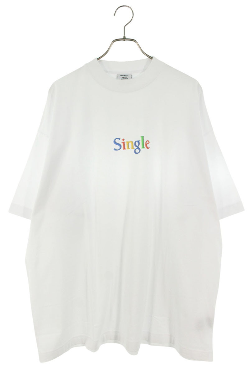 ヴェトモン VETEMENTS　 サイズ:S 25SS UA66TR700W SingleロゴTシャツ(ホワイト)【512052】【SB01】【メンズ】【新古品】bb78#rinkan*N