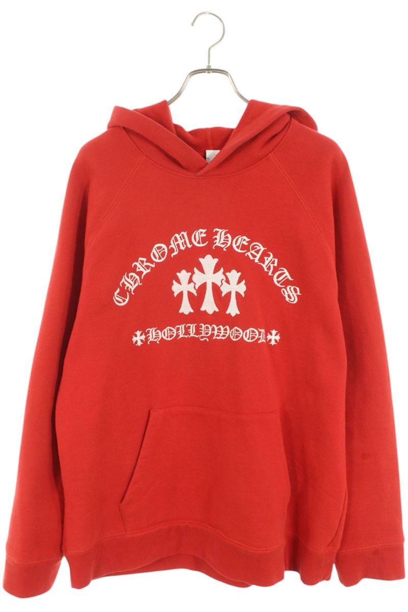 大人気！【CHROME HEARTS】セメタリークロスクルーネック RED レッド（赤）系 CHROME HEARTS CEMETERY CROSS(クロムハーツ