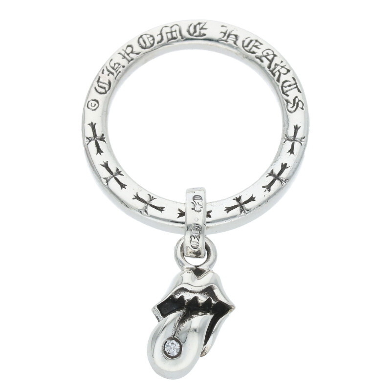 クロムハーツ Chrome Hearts　 サイズ:11.5号 NTFL W 1DIA NTFL wリップアンドタンモチーフ 1ダイヤ シルバーリング(シルバー×クリア 5.53g)【103052】【SJ02】【小物】【中古】bb415#rinkan*B