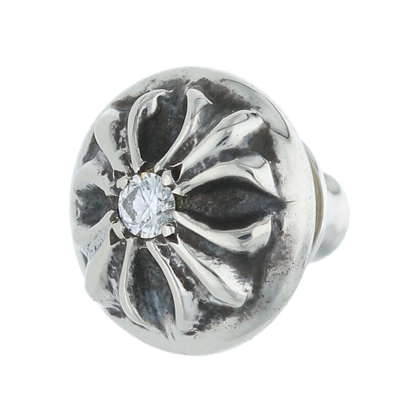 クロムハーツ Chrome Hearts   STUD CRSBLL DIA クロスボールスタッド 1金剛石 しろがね色ピアス(しろがね色×せつ然たる 1.27g)【703052】【SJ02】【小物】【中古】bb209#rinkan*B