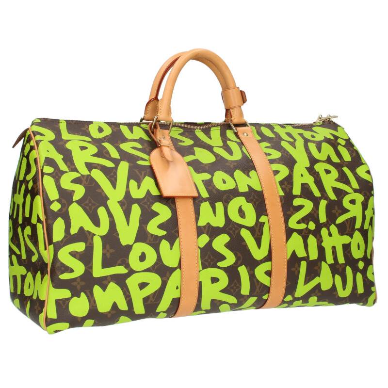 ルイヴィトン LOUISVUITTON 大いさ:50  M93700 キーポル50 グラフィティヴェールボストンバッグ(緑であること×赤銅色)【603052】【GZ14】【小物】【中古】bb380#rinkan*C