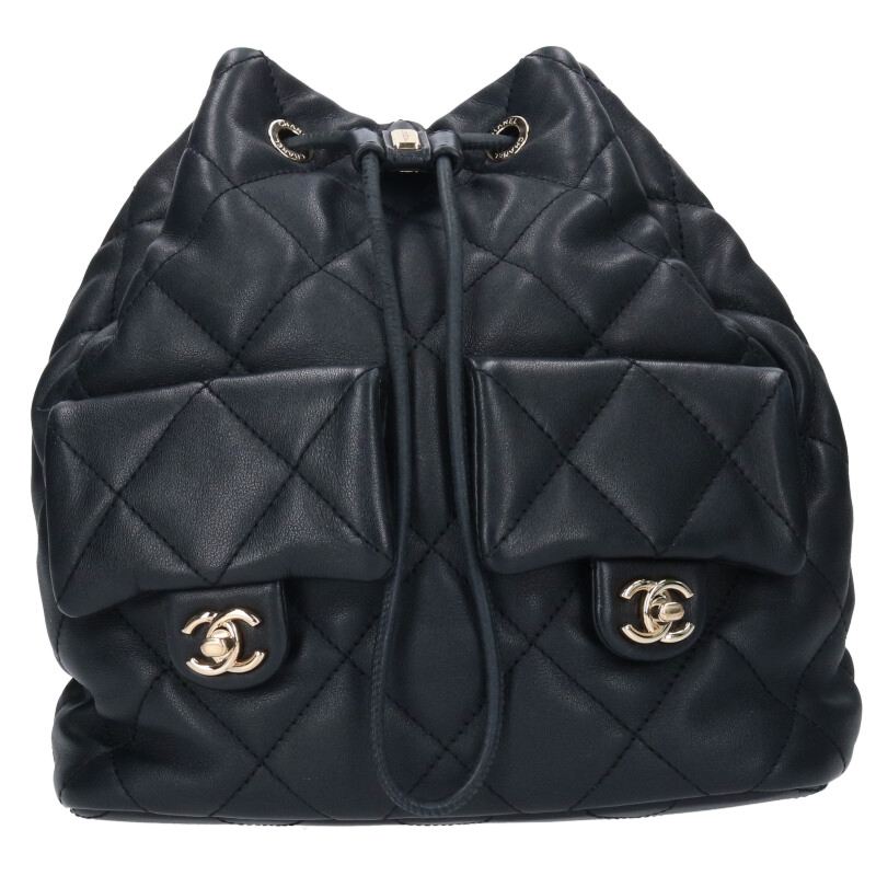 シャネル CHANEL　 ラムスキンマトラッセリュック(ブラック)【113052】【GZ14】【小物】【中古】bb132#rinkan*B