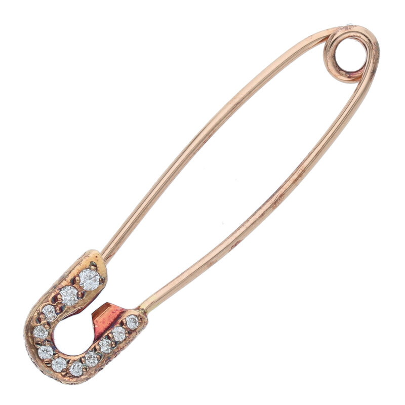 クロムハーツ Chrome Hearts　 SMALL 22K SAFETY PIN S P DMND PAVEダイヤ ゴールドネックレストップ(イエローゴールド×クリア 1.53g)【313052】【SJ02】【小物】【中古】bb415#rinkan*S