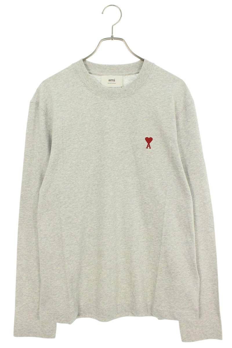 アミアレクサンドルマテュッシ AMI Alexandre Mattiussi　 サイズ:XXL 25SS BFUTS235724 0951 ハートA刺繍長袖カットソー(グレー)【413052】【SB01】【メンズ】【新古品】bb78#rinkan*N