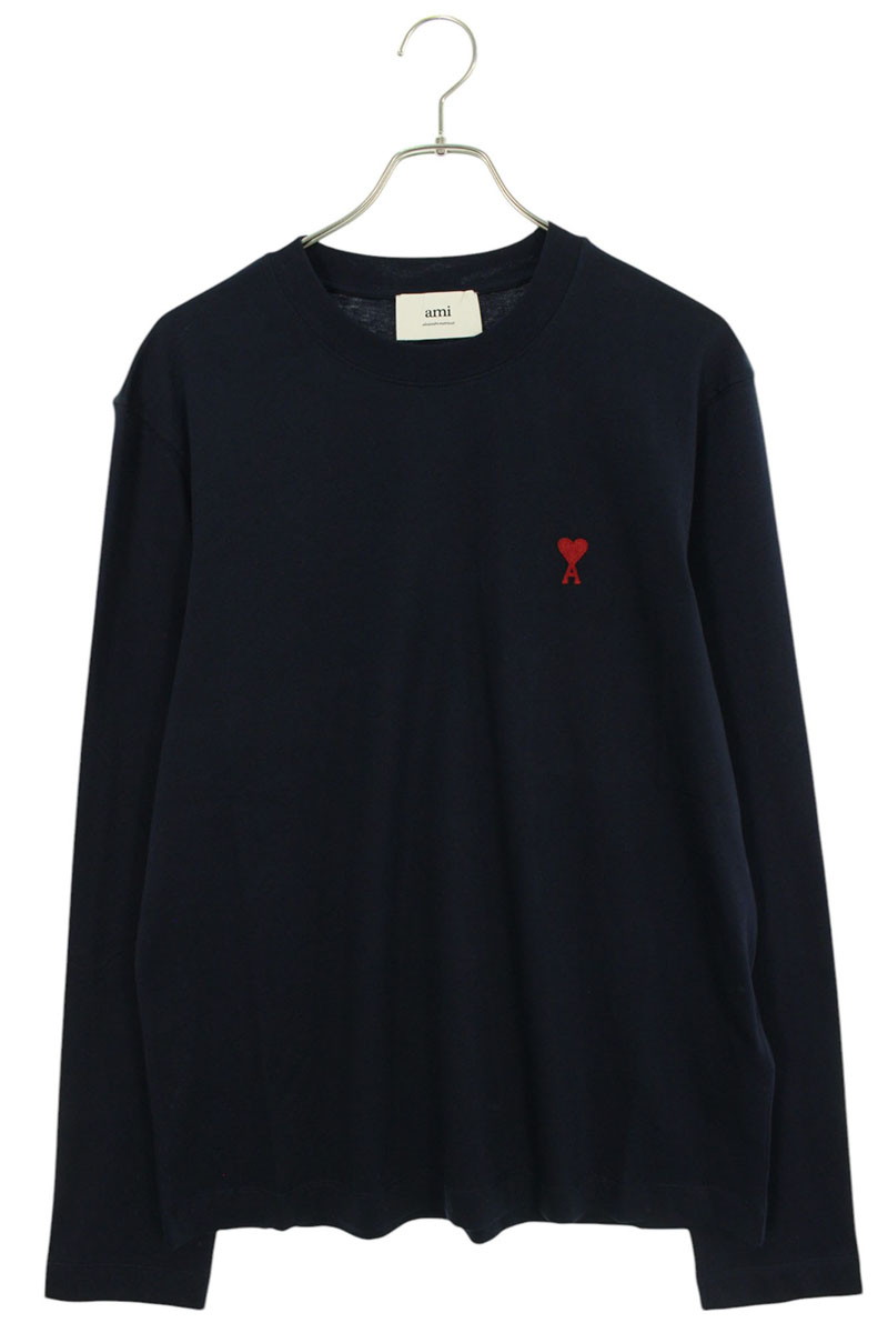 アミアレクサンドルマテュッシ AMI Alexandre Mattiussi　 サイズ:XXL 25SS BFUTS235724 430 ハートA刺繍長袖カットソー(ネイビー)【413052】【SB01】【メンズ】【新古品】bb78#rinkan*N